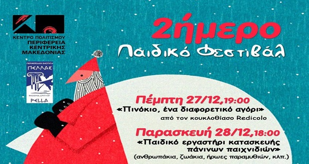 Το Κέντρο Πολιτισμού της Περιφέρειας Κεντρικής Μακεδονίας και η Περιφερειακή Ενότητα Πέλλας διοργανώνουν «2ήμερο Παιδικό Φεστιβάλ»
