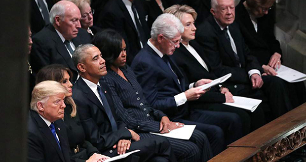 Ολοι οι εν ζωή πρόεδροι των ΗΠΑ στην κηδεία του Τζορτζ Μπους του πρεσβύτερου