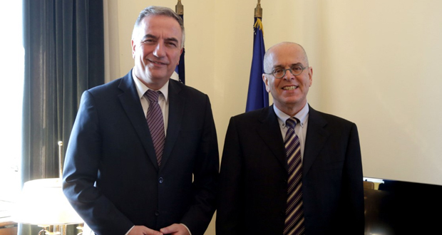 Συνάντηση του Γ.Γ. της Κ.Ο. της Ν.Δ. Σταύρου Καλαφάτη με τον Πρέσβη του Ισραήλ στην Ελλάδα Yossi Amrani