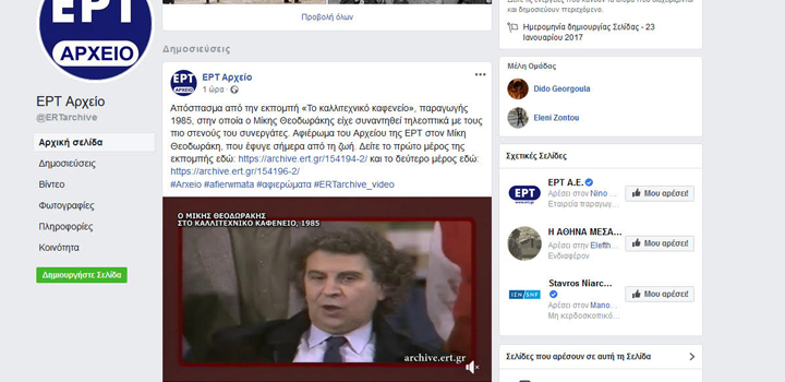 Ανάρτησαν στο Facebook του Αρχείου της ΕΡΤ πως δήθεν πέθαναν ο Μ. Θεοδωράκης και η Ε. Παππά