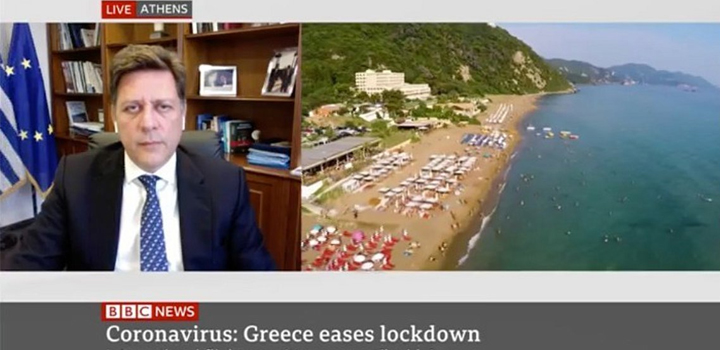 Βαρβιτσιώτης στο BBC News: Η Ελλάδα ανοίγει και περιμένει εκατομμύρια τουρίστες (video)