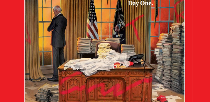 TIME: Ο Τζο Μπάιντεν στο κατεστραμμένο Οβάλ Γραφείο – Το εξώφυλλο της «επόμενης ημέρας»