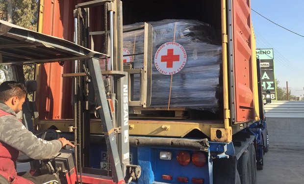 Ο Ελληνικός Ερυθρός Σταυρός απέστειλε 20 τόνους ανθρωπιστικής βοήθειας στη Λαττάκεια της Συρίας