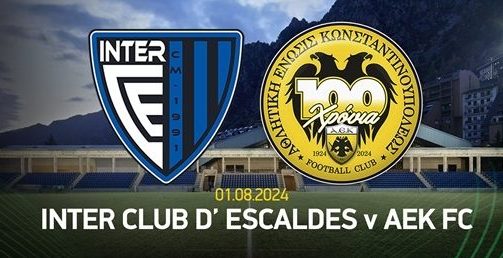 Ίντερ Ντ’ Εσκάλδες – AEK: Live streaming – Conference League