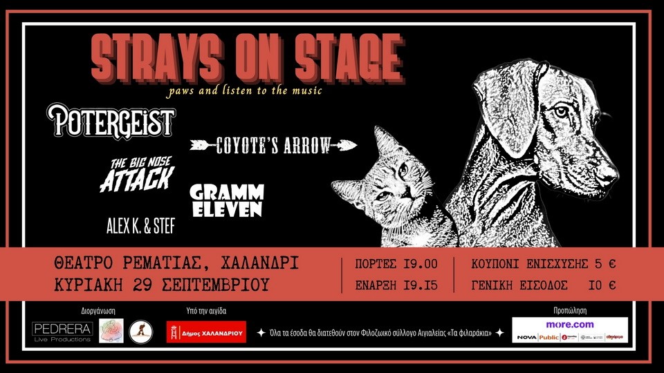 Strays on Stage: Συναυλία Ενίσχυσης Φιλοζωικού Συλλόγου Αιγιαλείας – 29.09.24, Θέατρο Ρεματιάς