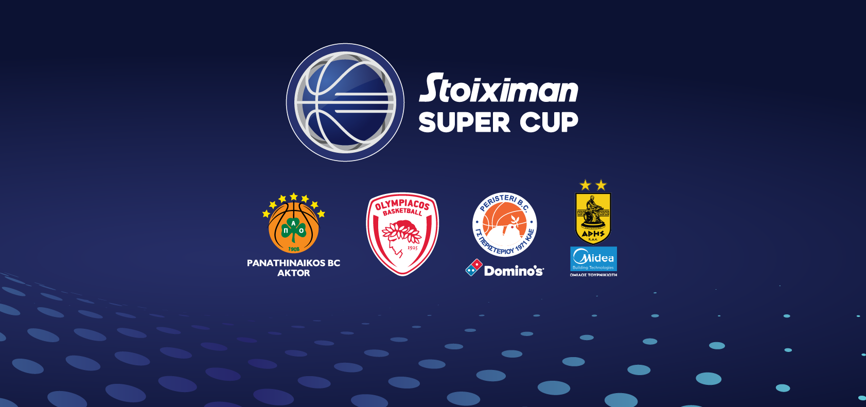 To Stoiximan Super Cup έρχεται με τη συμμετοχή Παναθηναϊκού AKTOR, Ολυμπιακού, Περιστερίου Domino’s και του Άρη Midea στη Ρόδο!